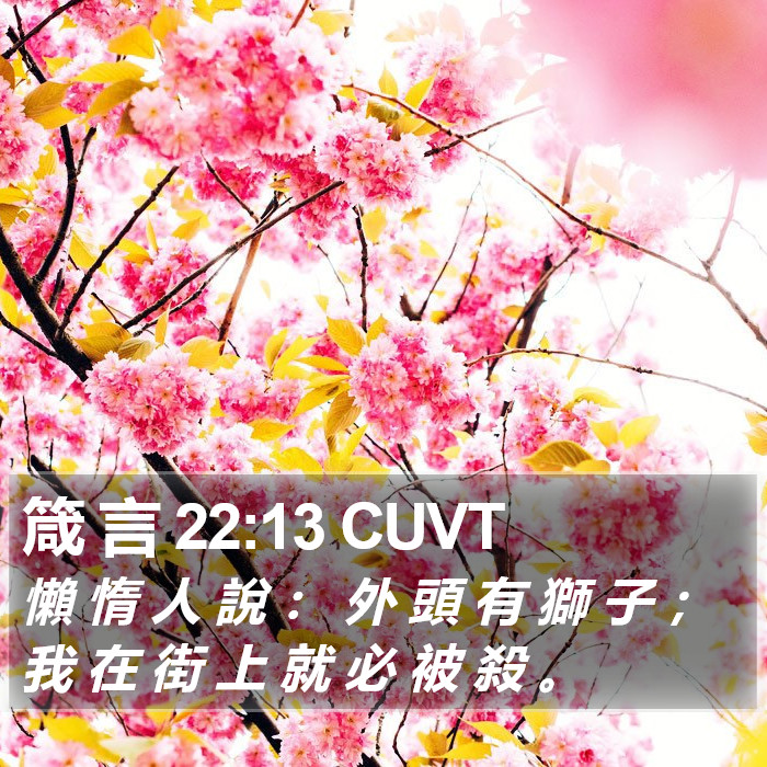箴 言 22:13 CUVT Bible Study