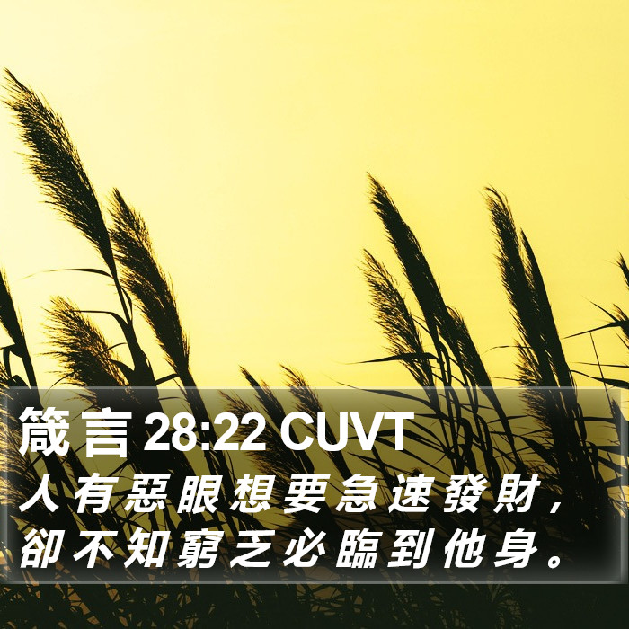 箴 言 28:22 CUVT Bible Study