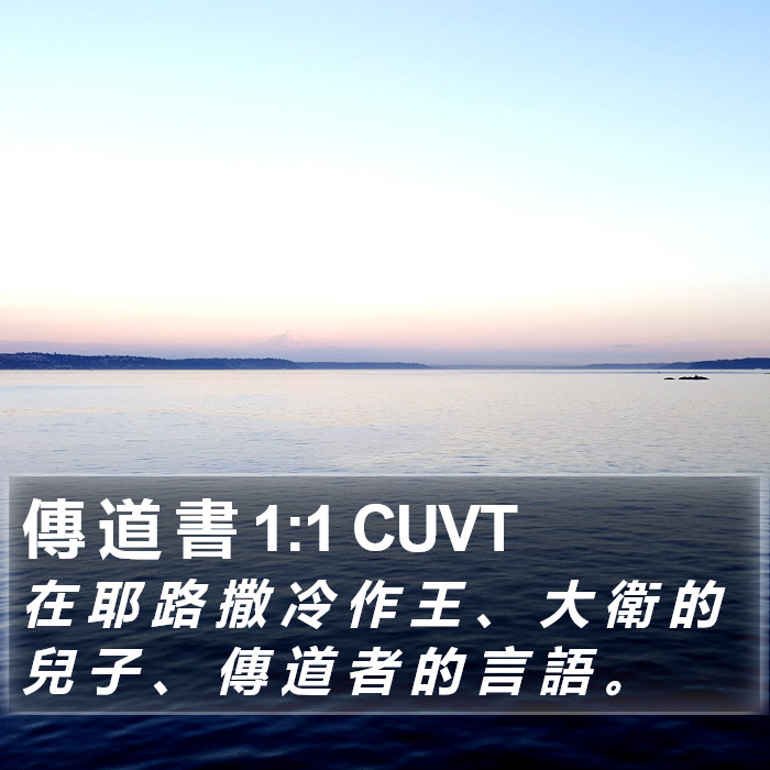 傳 道 書 1:1 CUVT Bible Study