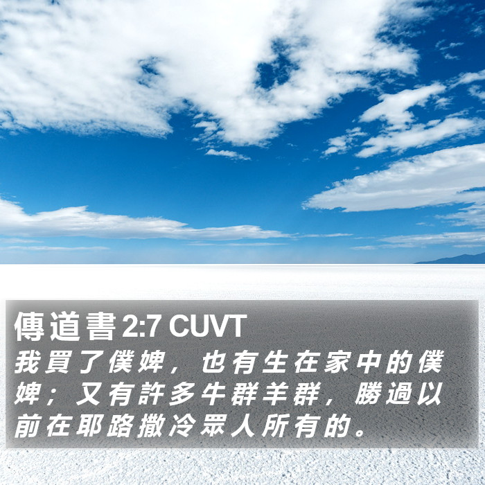 傳 道 書 2:7 CUVT Bible Study