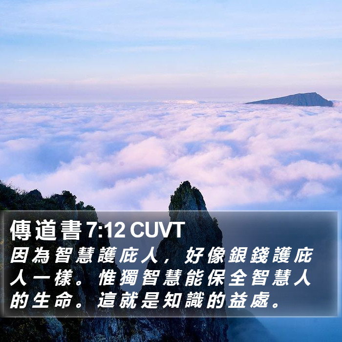 傳 道 書 7:12 CUVT Bible Study
