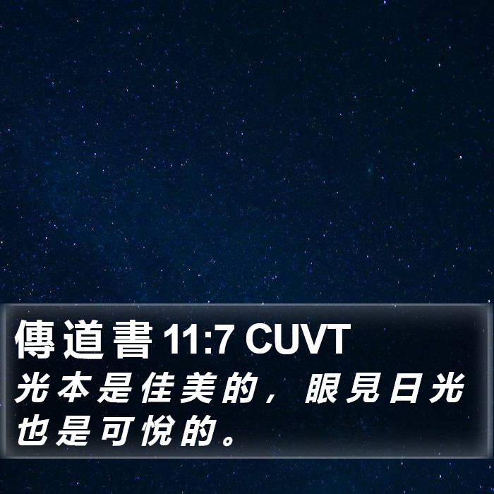傳 道 書 11:7 CUVT Bible Study