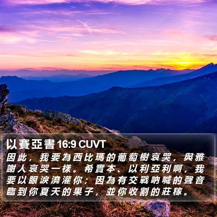 以 賽 亞 書 16:9 CUVT Bible Study