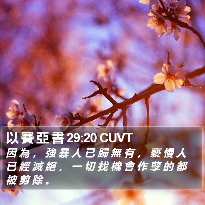 以 賽 亞 書 29:20 CUVT Bible Study