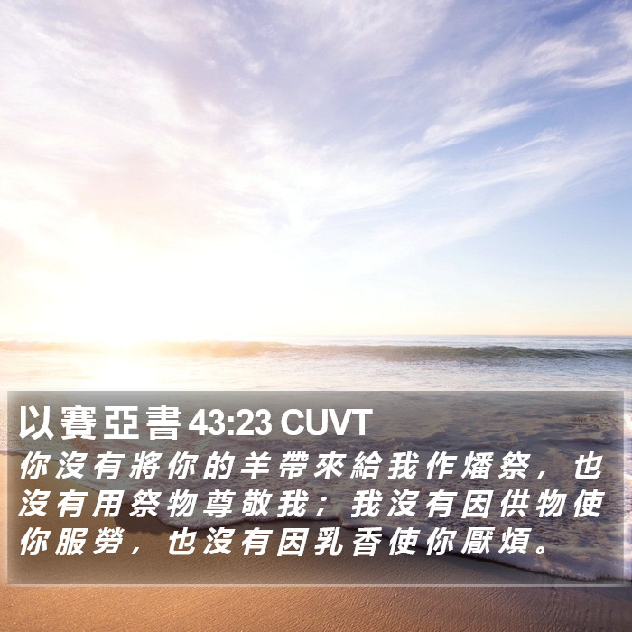 以 賽 亞 書 43:23 CUVT Bible Study