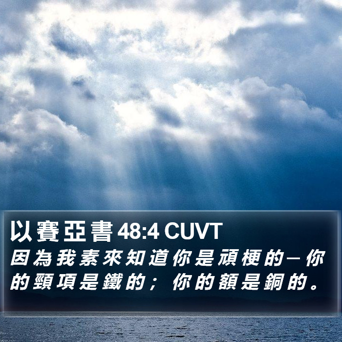 以 賽 亞 書 48:4 CUVT Bible Study