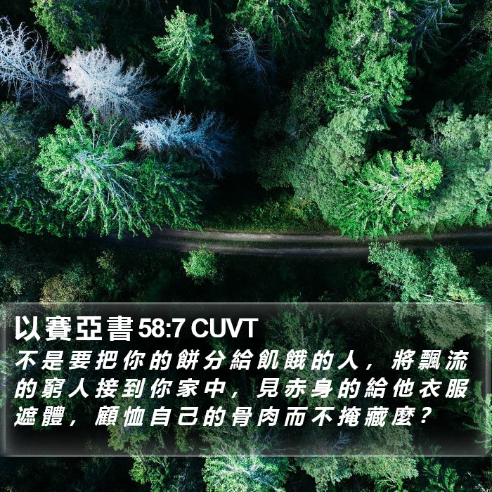 以 賽 亞 書 58:7 CUVT Bible Study