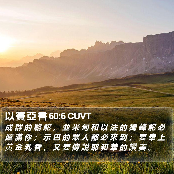 以 賽 亞 書 60:6 CUVT Bible Study