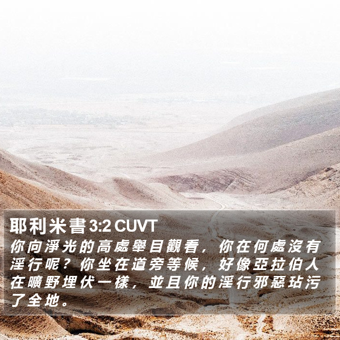 耶 利 米 書 3:2 CUVT Bible Study