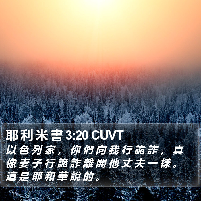 耶 利 米 書 3:20 CUVT Bible Study