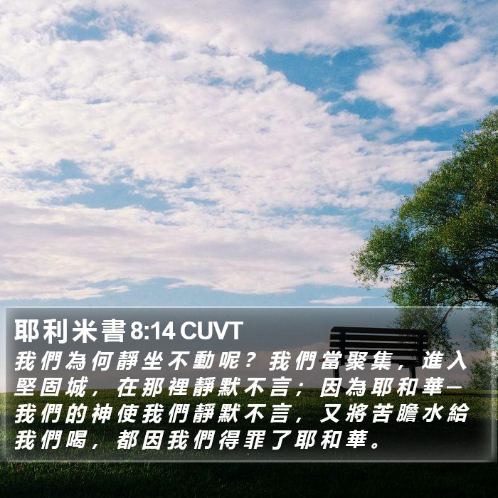 耶 利 米 書 8:14 CUVT Bible Study