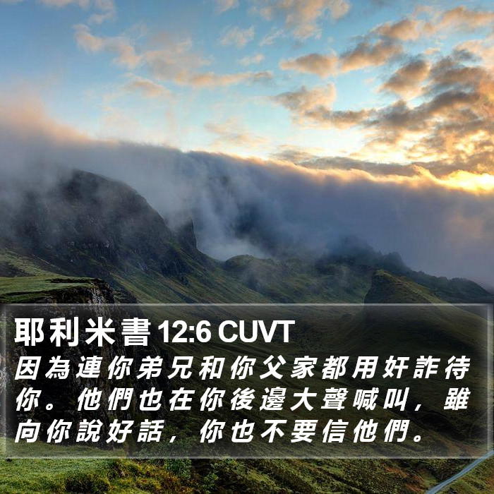 耶 利 米 書 12:6 CUVT Bible Study