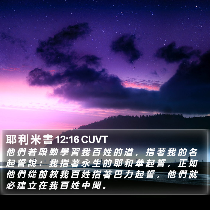 耶 利 米 書 12:16 CUVT Bible Study