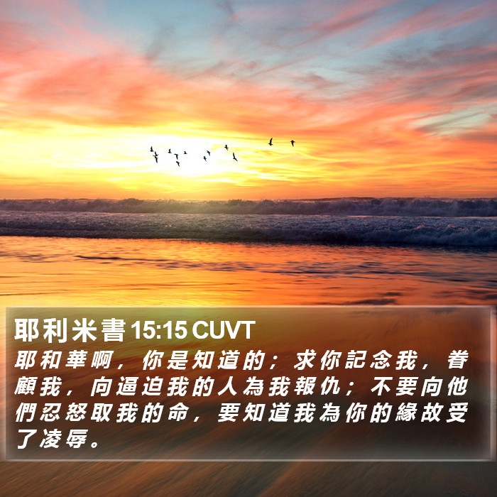 耶 利 米 書 15:15 CUVT Bible Study