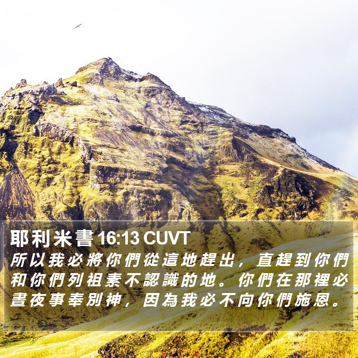 耶 利 米 書 16:13 CUVT Bible Study