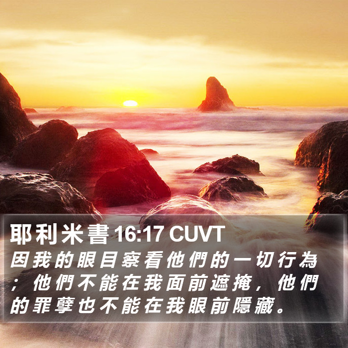 耶 利 米 書 16:17 CUVT Bible Study