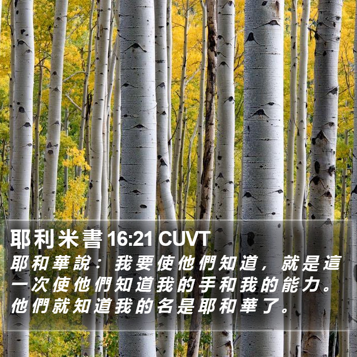 耶 利 米 書 16:21 CUVT Bible Study