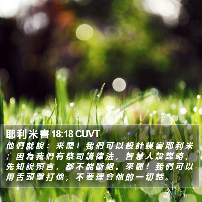 耶 利 米 書 18:18 CUVT Bible Study