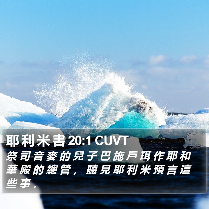 耶 利 米 書 20:1 CUVT Bible Study