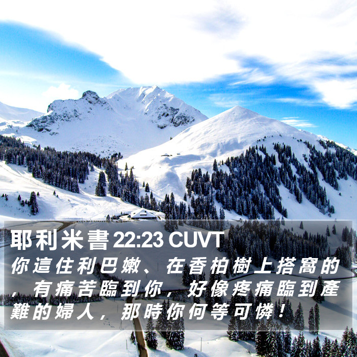 耶 利 米 書 22:23 CUVT Bible Study