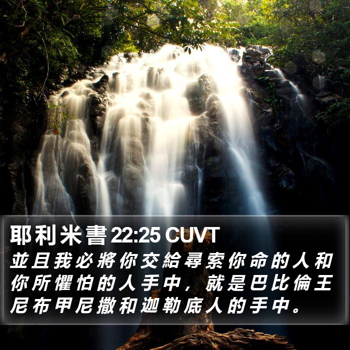 耶 利 米 書 22:25 CUVT Bible Study