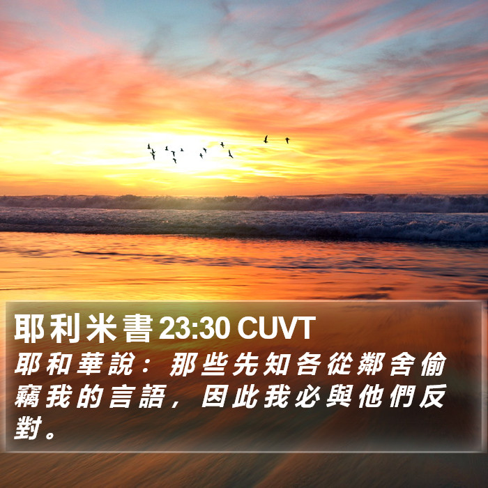 耶 利 米 書 23:30 CUVT Bible Study