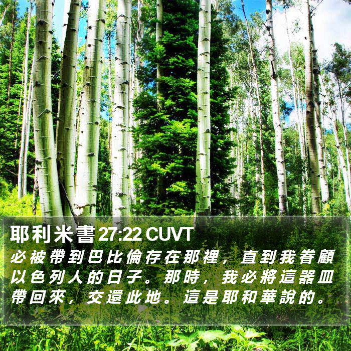 耶 利 米 書 27:22 CUVT Bible Study