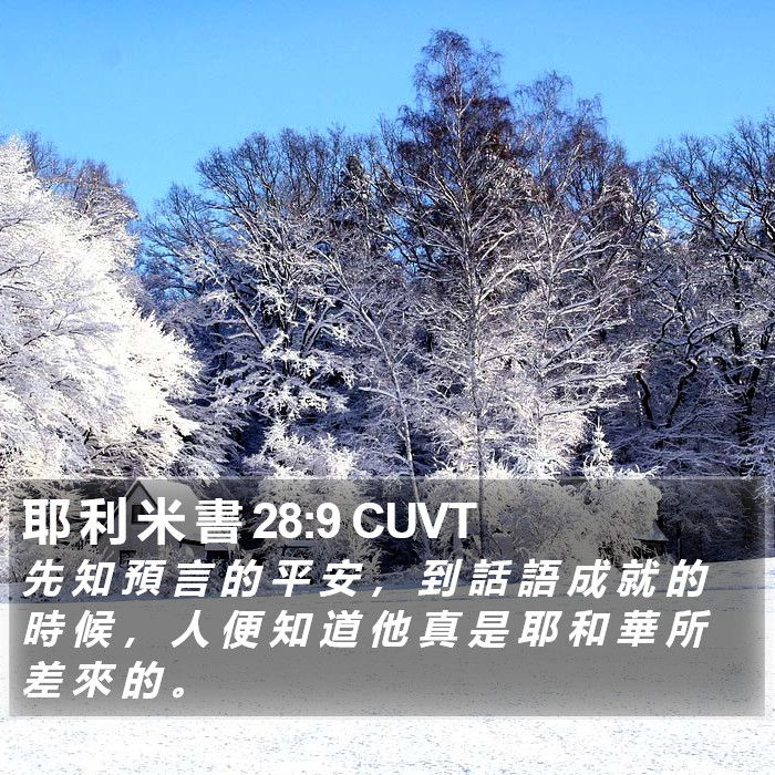 耶 利 米 書 28:9 CUVT Bible Study