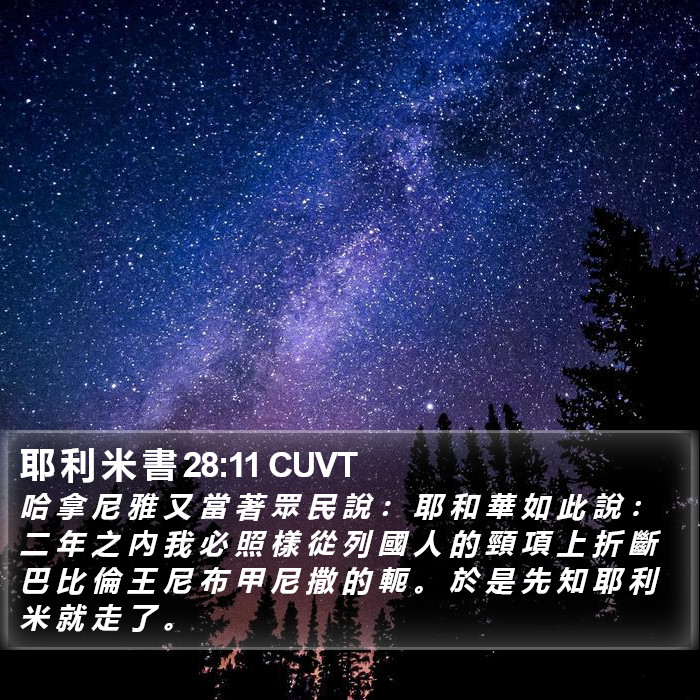 耶 利 米 書 28:11 CUVT Bible Study