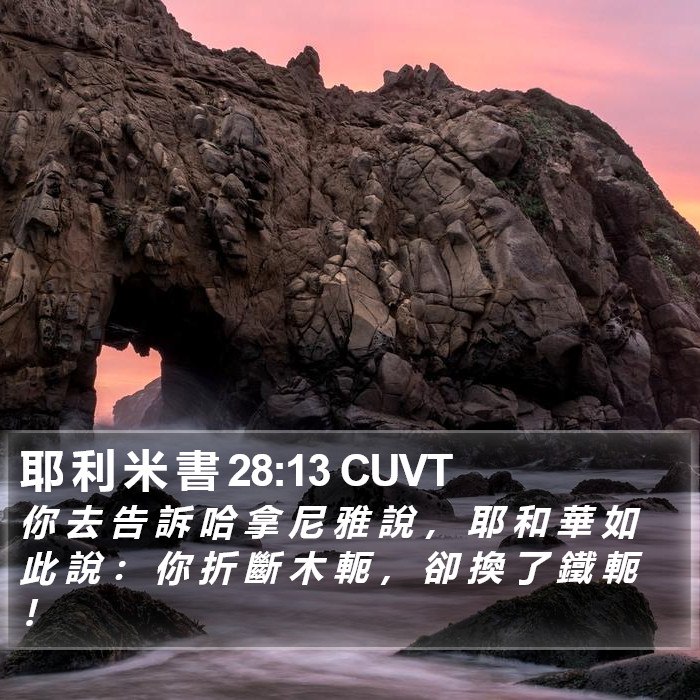 耶 利 米 書 28:13 CUVT Bible Study