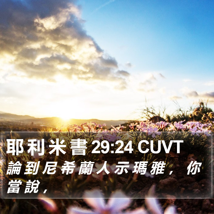 耶 利 米 書 29:24 CUVT Bible Study