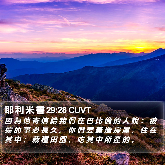 耶 利 米 書 29:28 CUVT Bible Study