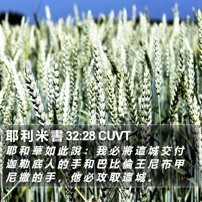 耶 利 米 書 32:28 CUVT Bible Study