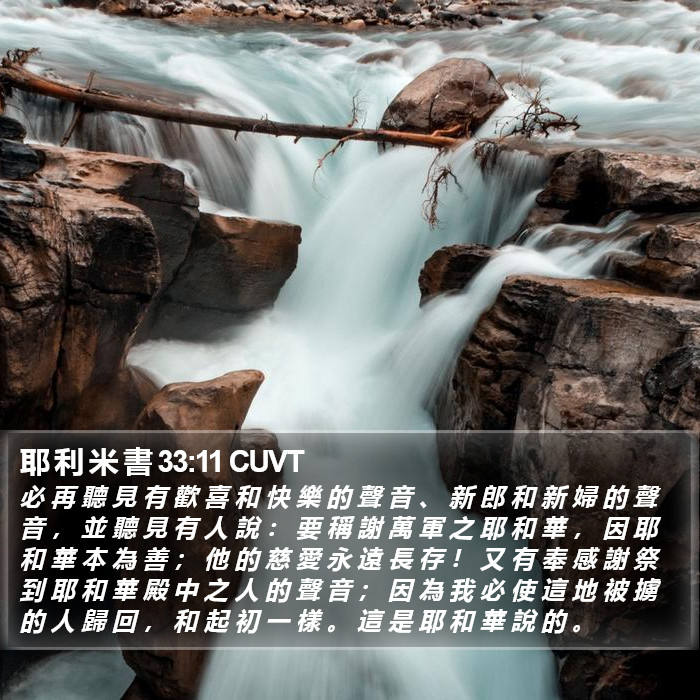 耶 利 米 書 33:11 CUVT Bible Study