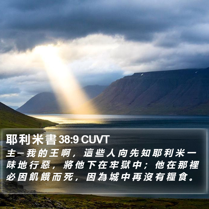 耶 利 米 書 38:9 CUVT Bible Study