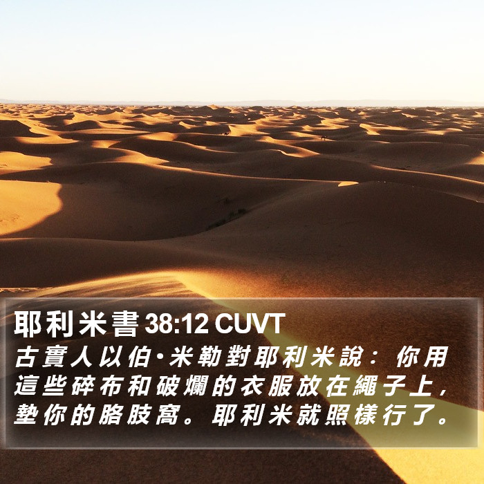耶 利 米 書 38:12 CUVT Bible Study
