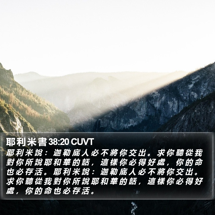 耶 利 米 書 38:20 CUVT Bible Study