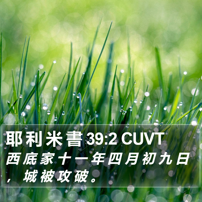 耶 利 米 書 39:2 CUVT Bible Study