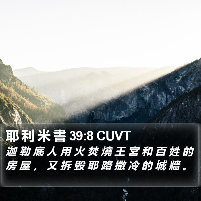 耶 利 米 書 39:8 CUVT Bible Study