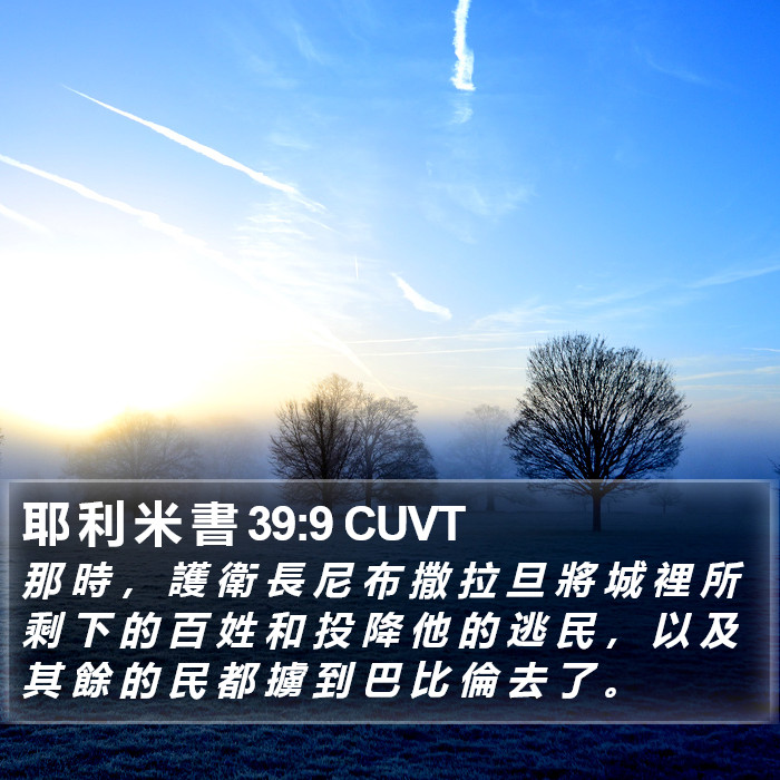 耶 利 米 書 39:9 CUVT Bible Study