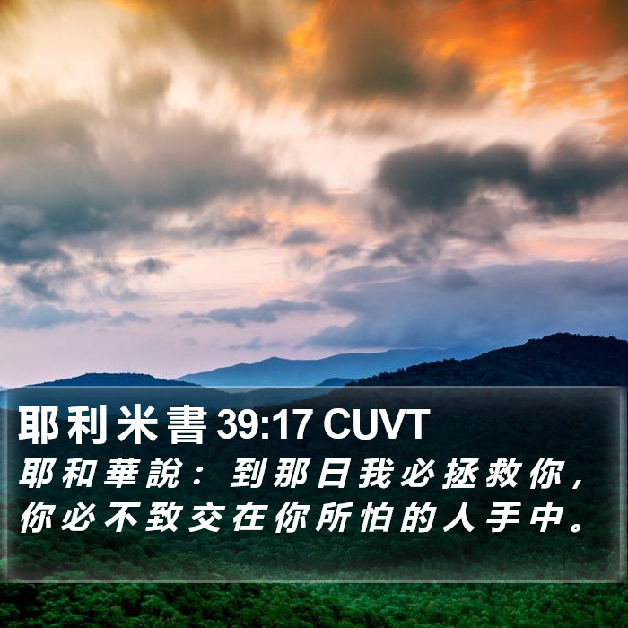 耶 利 米 書 39:17 CUVT Bible Study