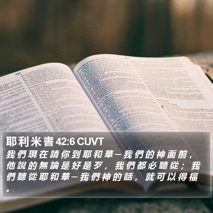 耶 利 米 書 42:6 CUVT Bible Study