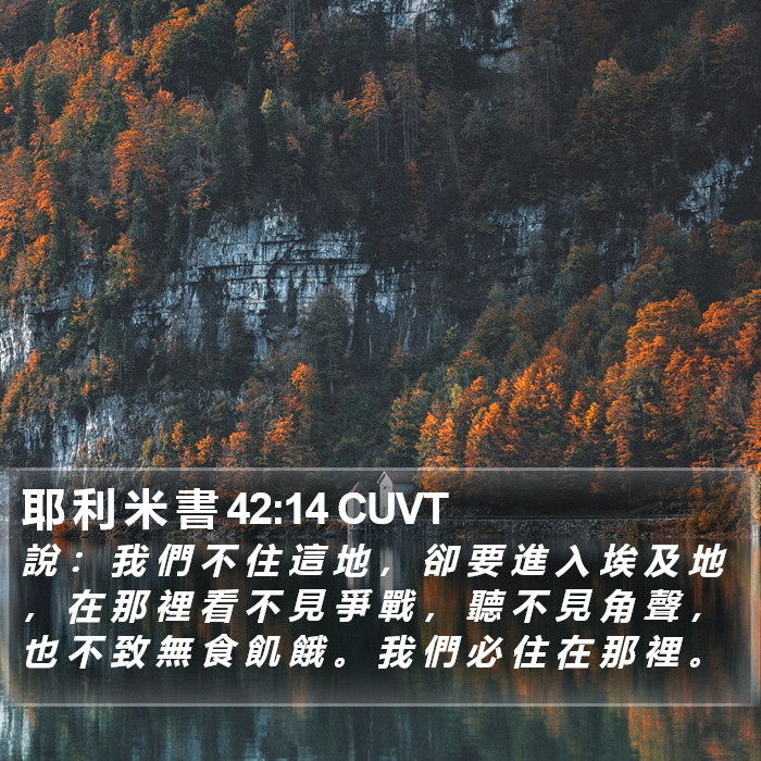 耶 利 米 書 42:14 CUVT Bible Study