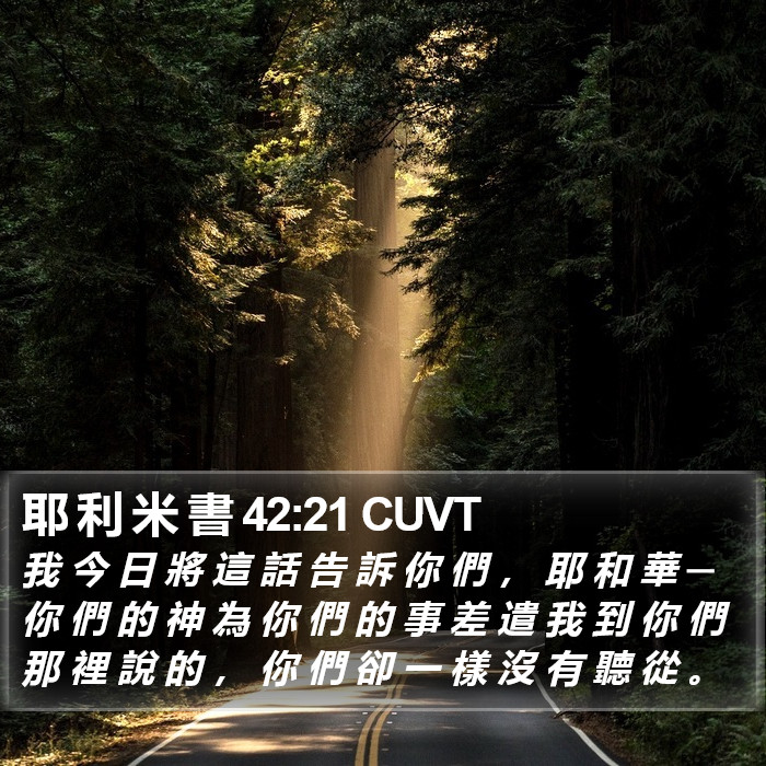 耶 利 米 書 42:21 CUVT Bible Study