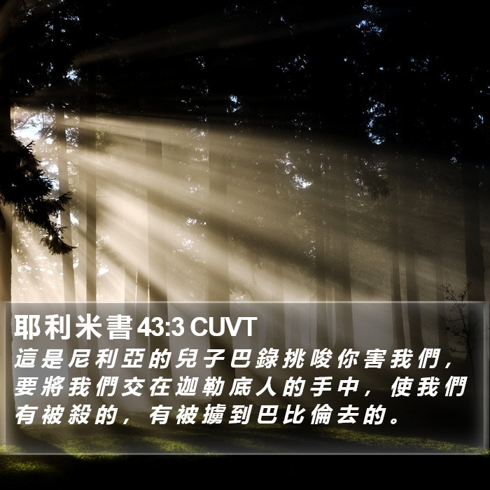 耶 利 米 書 43:3 CUVT Bible Study