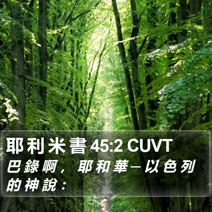 耶 利 米 書 45:2 CUVT Bible Study