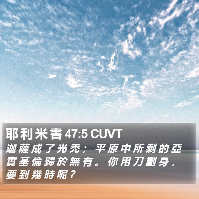 耶 利 米 書 47:5 CUVT Bible Study