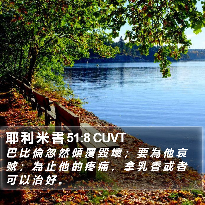 耶 利 米 書 51:8 CUVT Bible Study