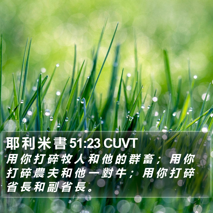 耶 利 米 書 51:23 CUVT Bible Study