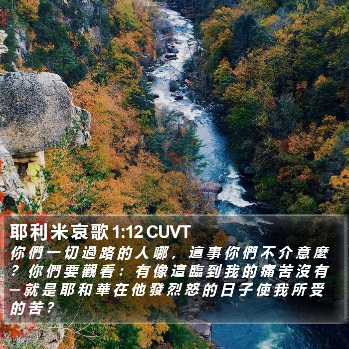 耶 利 米 哀 歌 1:12 CUVT Bible Study